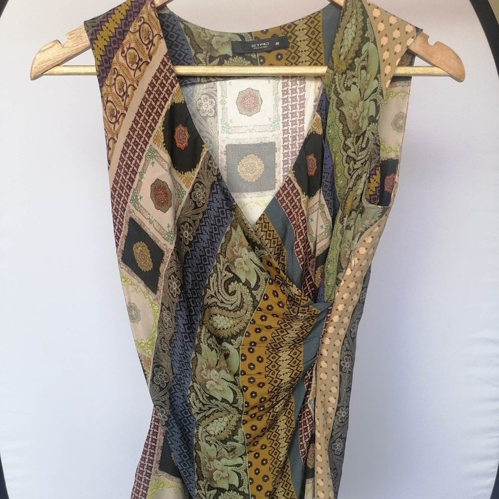 ETRO Italy Silk Sleeveless Print Top